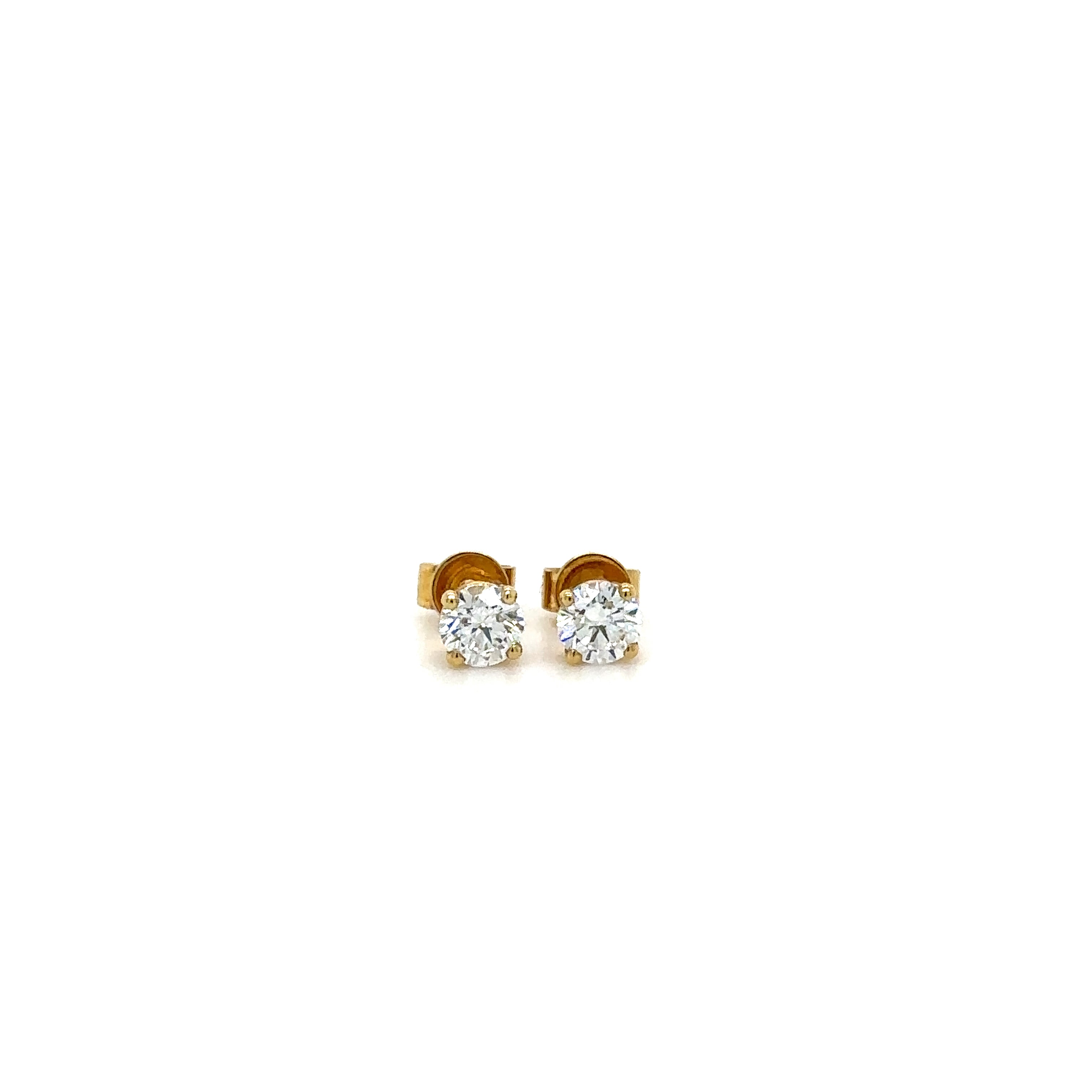 Labgrown Diamond Stud Earrings 0.50ct Total in Gold. Front View.
