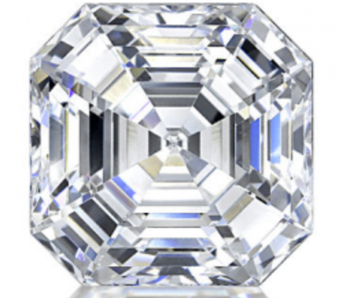 Picture of an Asscher Cut Diamond. Asscher Cut Diamond Sizing Chart