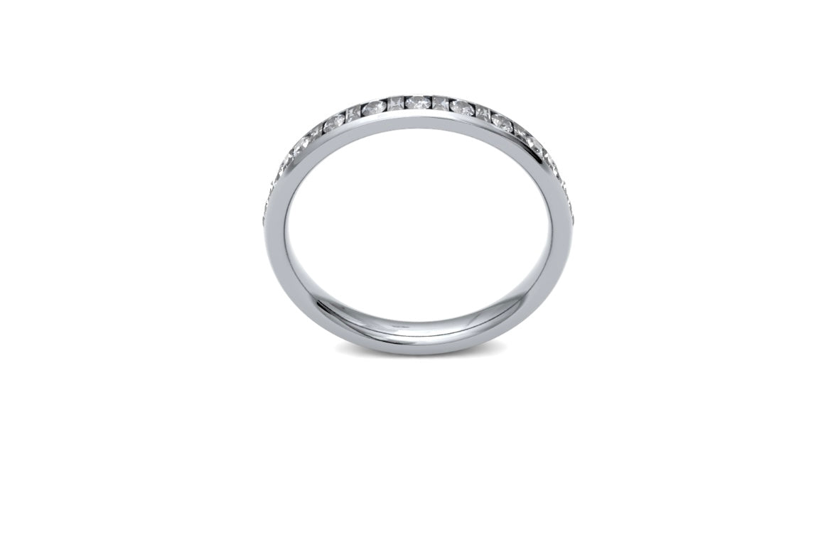 2.9mm, Round and Baguette Cut Channel Set Diamond Wedding Ring