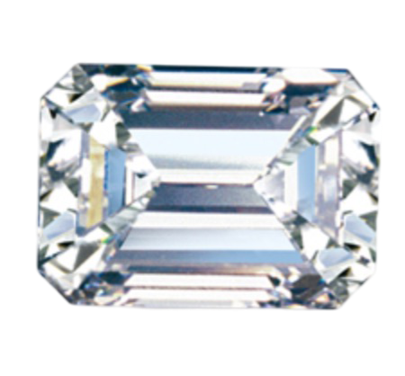 Picture of an Emerald Cut Diamond. Emerald Cut Diamond Sizing Chart