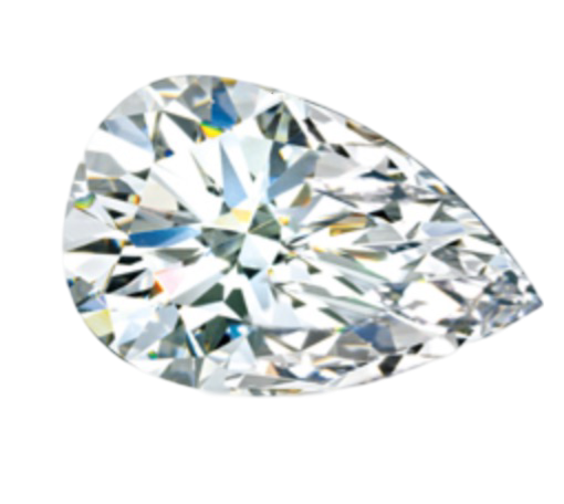 Picture of an Pear Cut Diamond. Pear Cut Diamond Sizing Chart