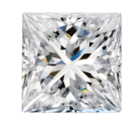 Picture of an Princess / Square Cut Diamond. Princess Diamond Sizing Chart