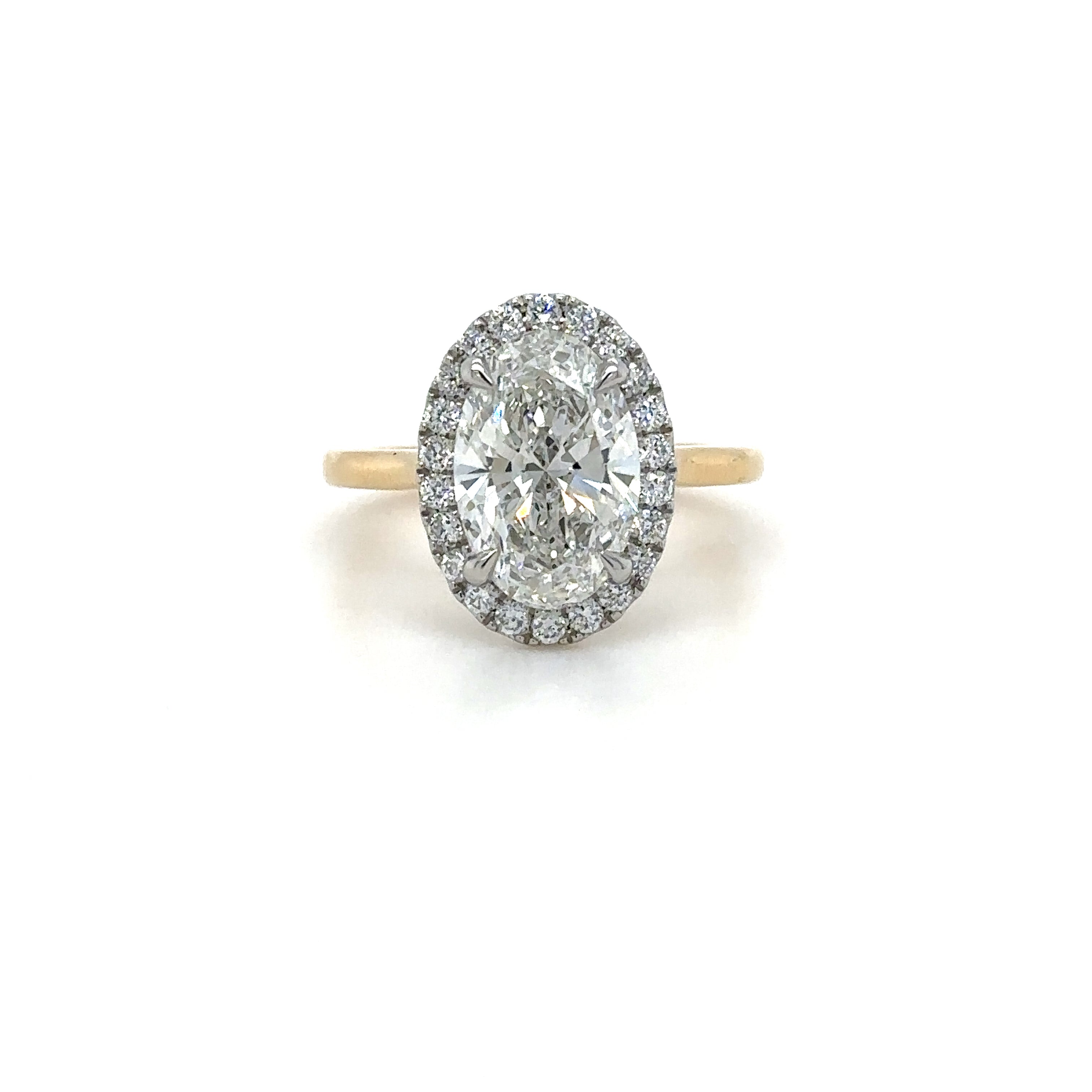 Single Halo Gallery with Plain Band Diamond Ring