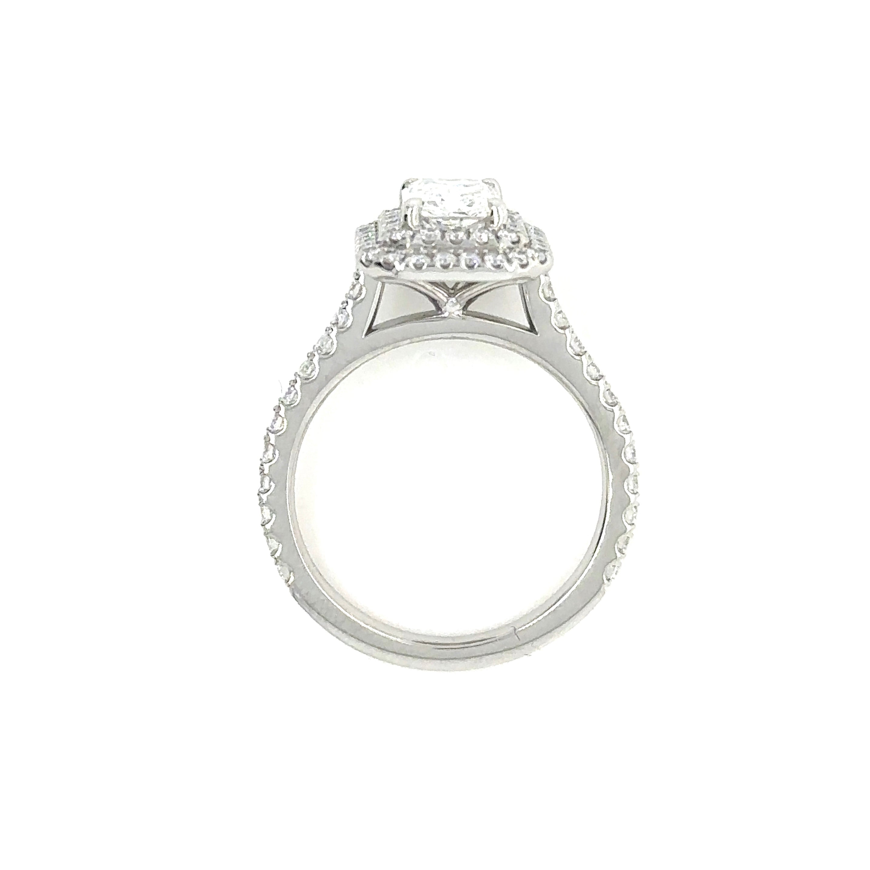 Double Halo Gallery Pave Diamond Ring