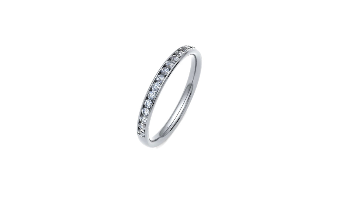 2.4mm Channel Set Diamond Wedding Ring