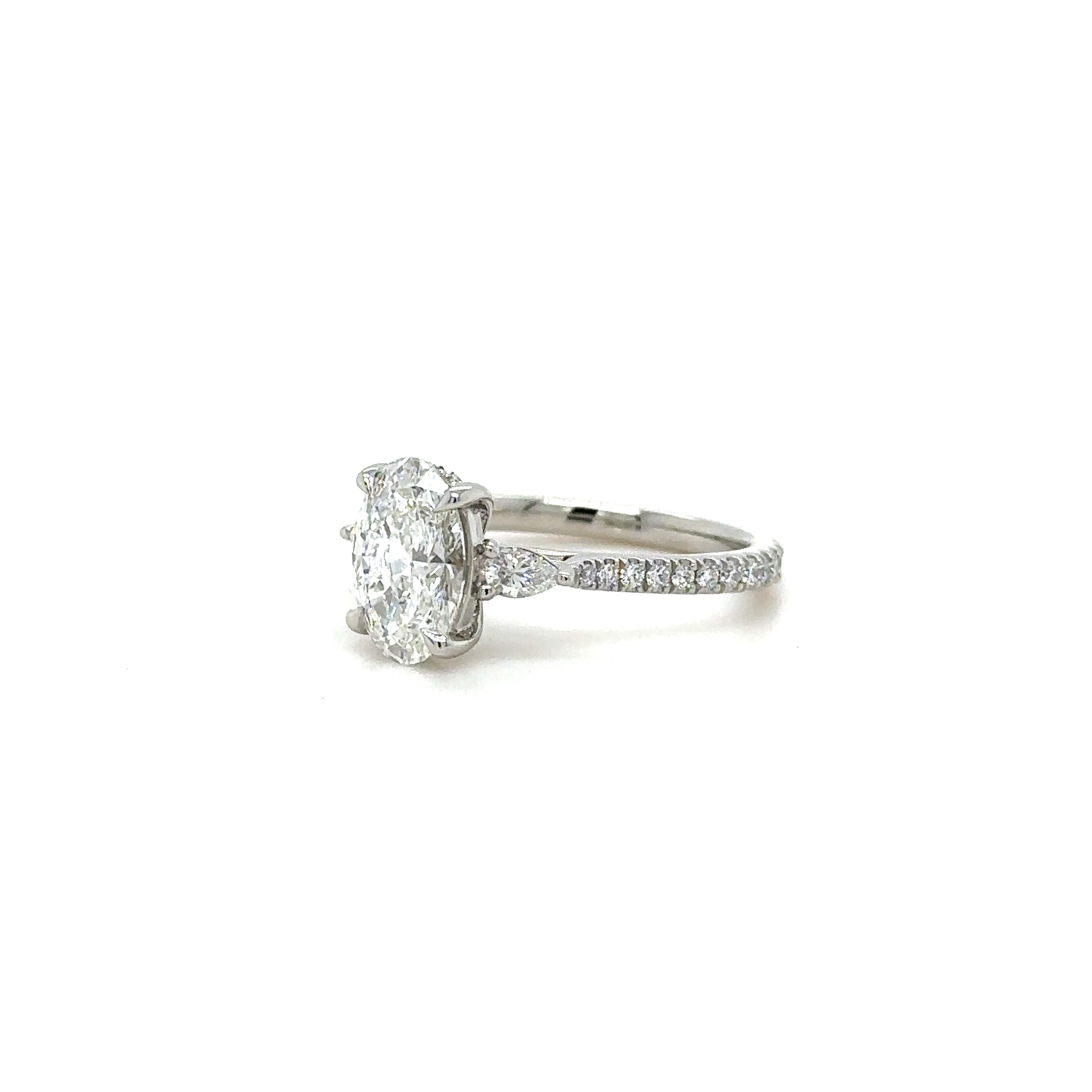 Pear Trilogy Pave Lowset Diamond Ring