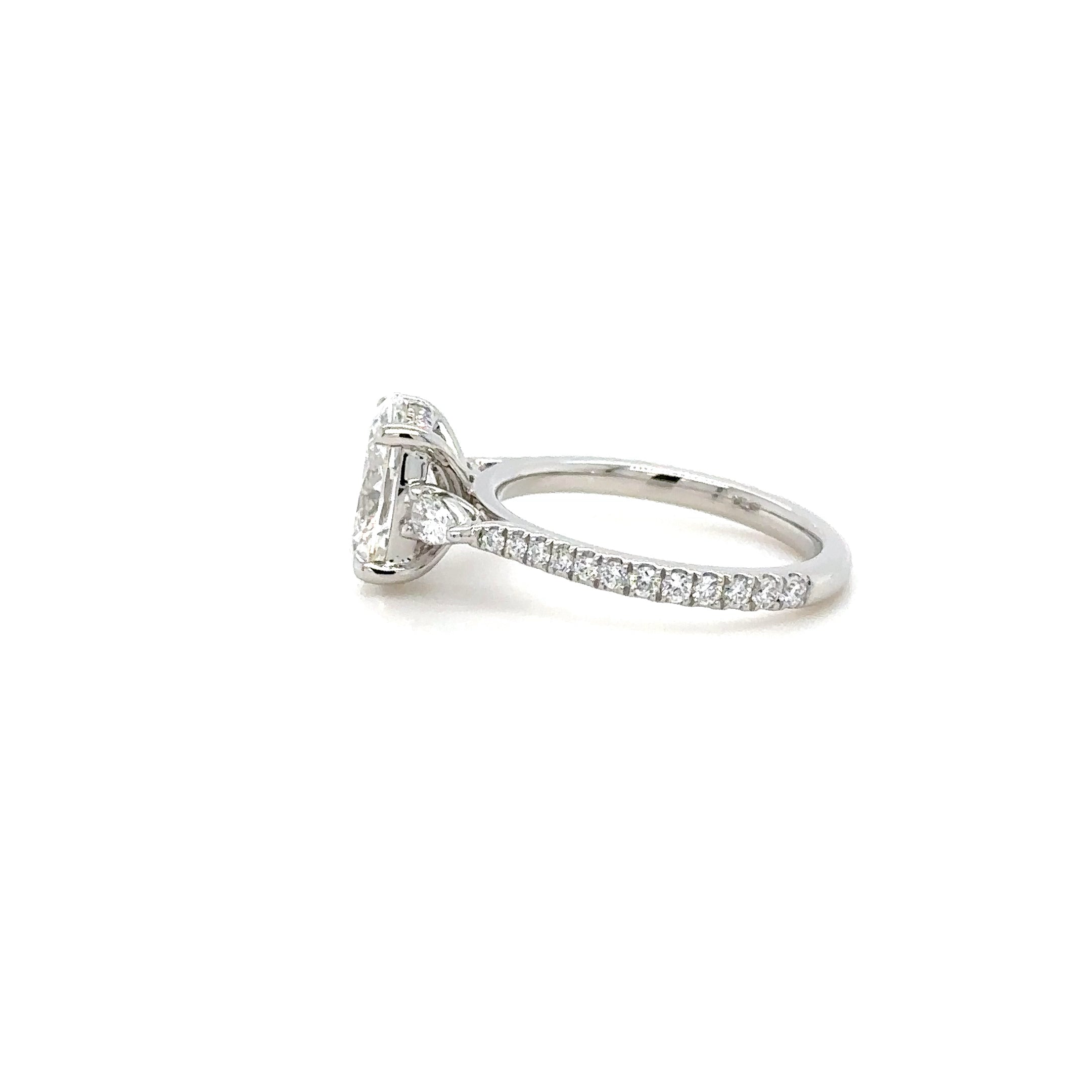 Pear Trilogy Pave Lowset Diamond Ring