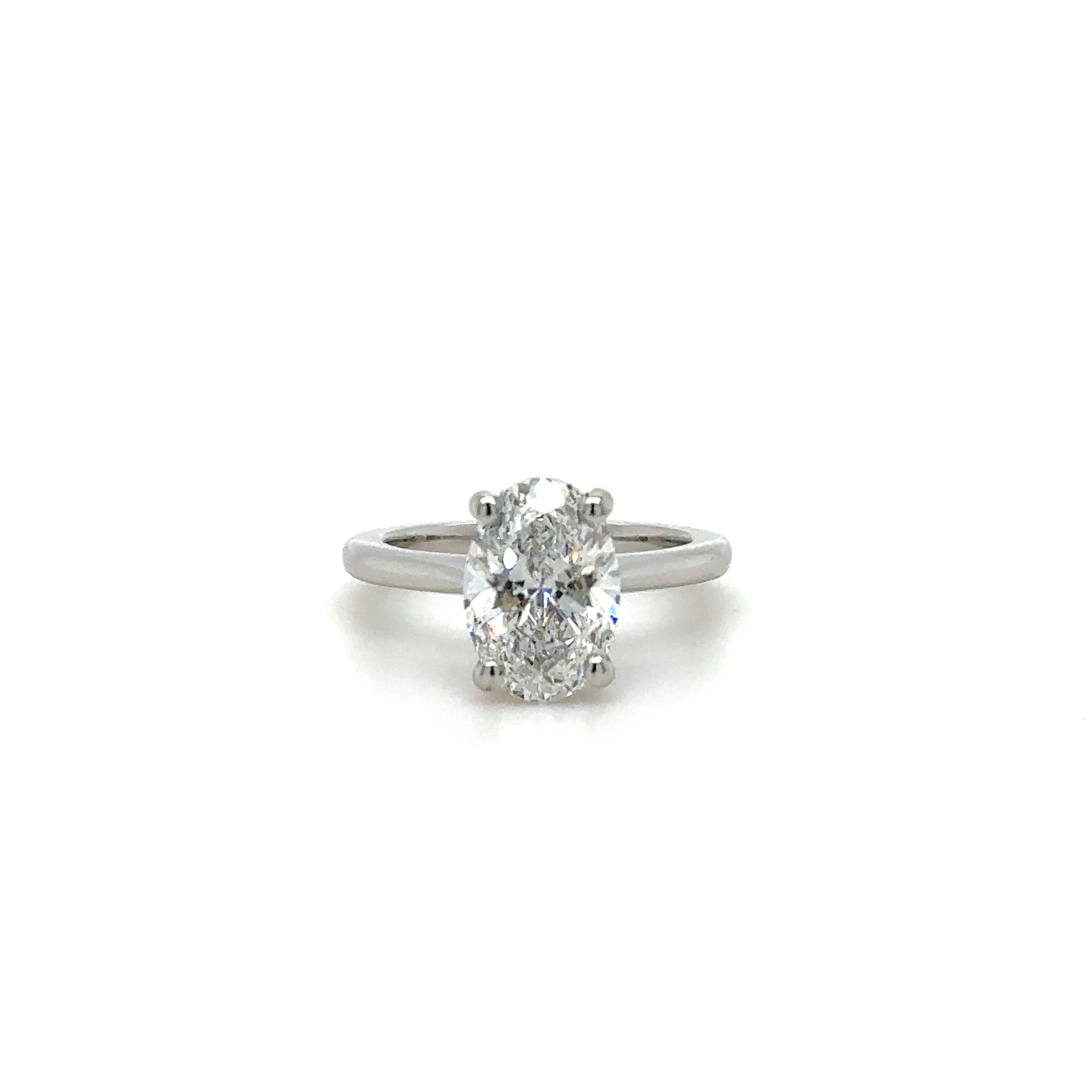 UnderHalo Tapered Solitaire with Gallery Diamond Ring