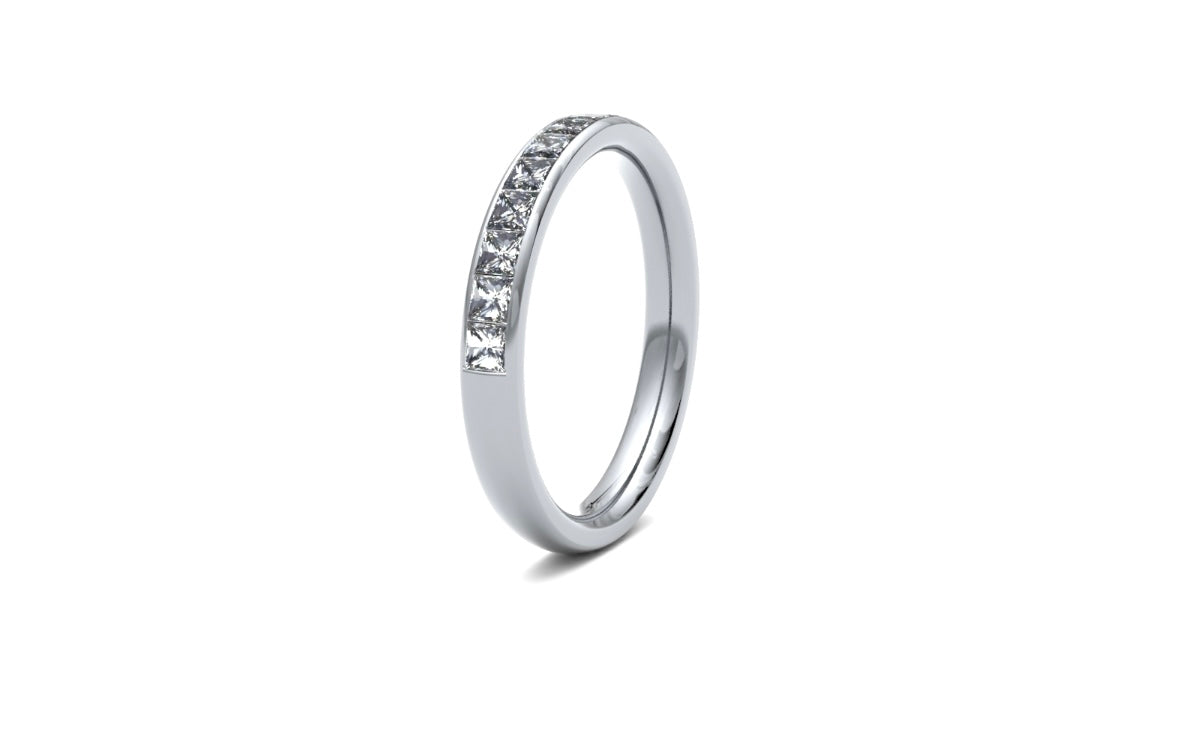 3mm, Princess Cut Channel Set Diamond Wedding Ring