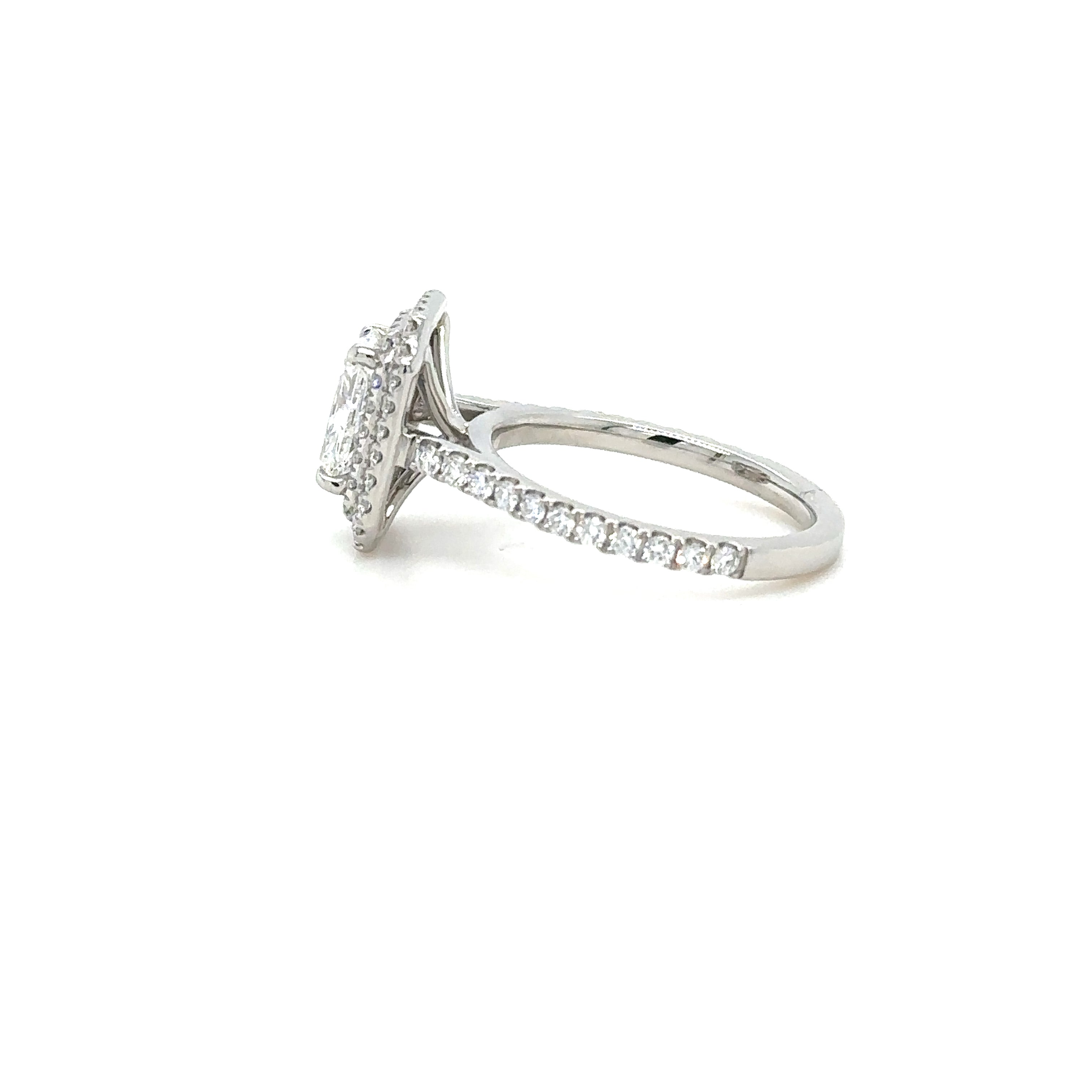 Double Halo Gallery Pave Diamond Ring