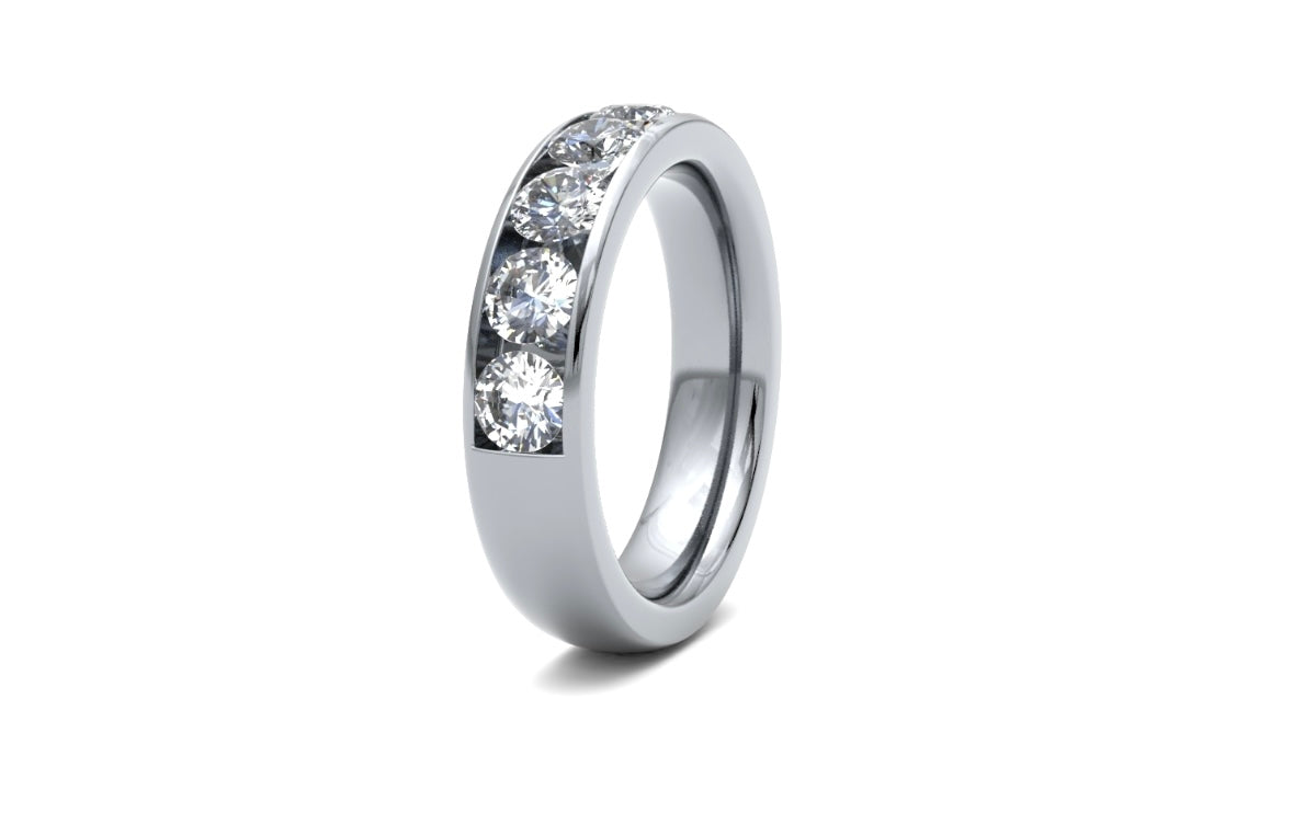 5mm Channel Set Diamond Wedding Ring