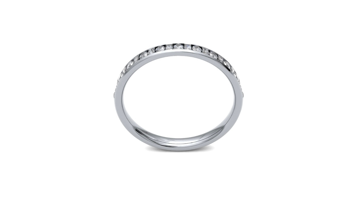 2.7mm, Round and Baguette Cut Channel Set Diamond Wedding Ring