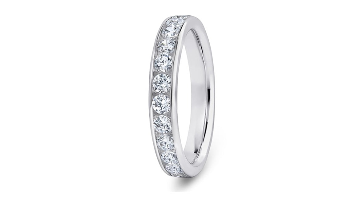 3.7mm Channel Set Diamond Wedding Ring