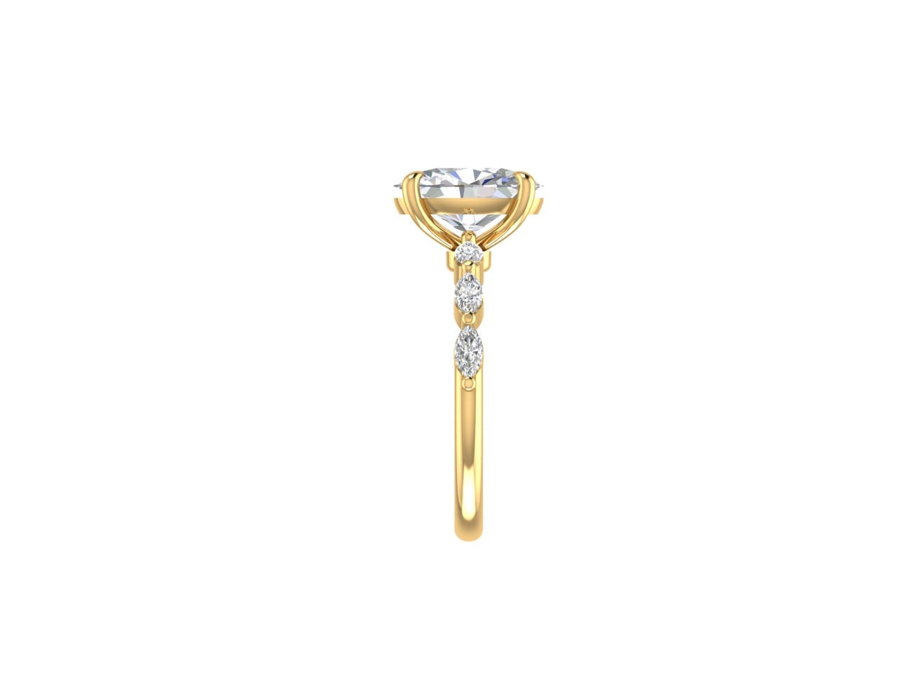 Marquise and Round Lowset Diamond Ring