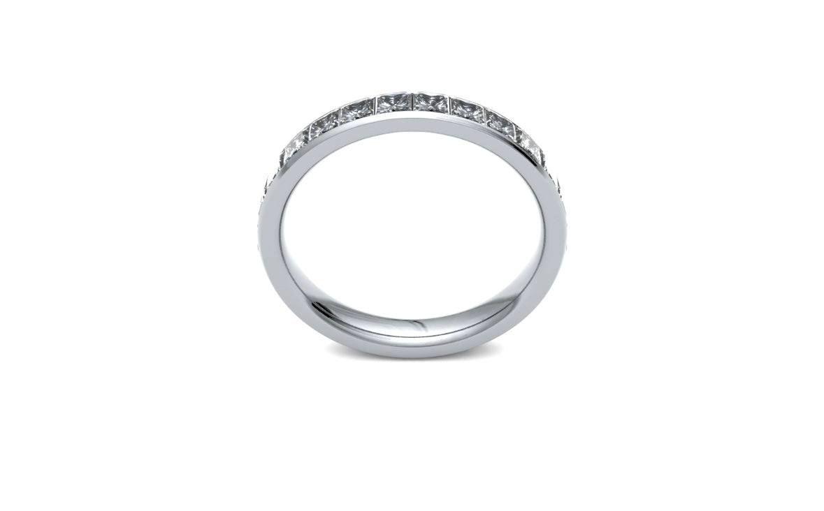 3.3mm, Princess Cut Channel Set Diamond Wedding Ring