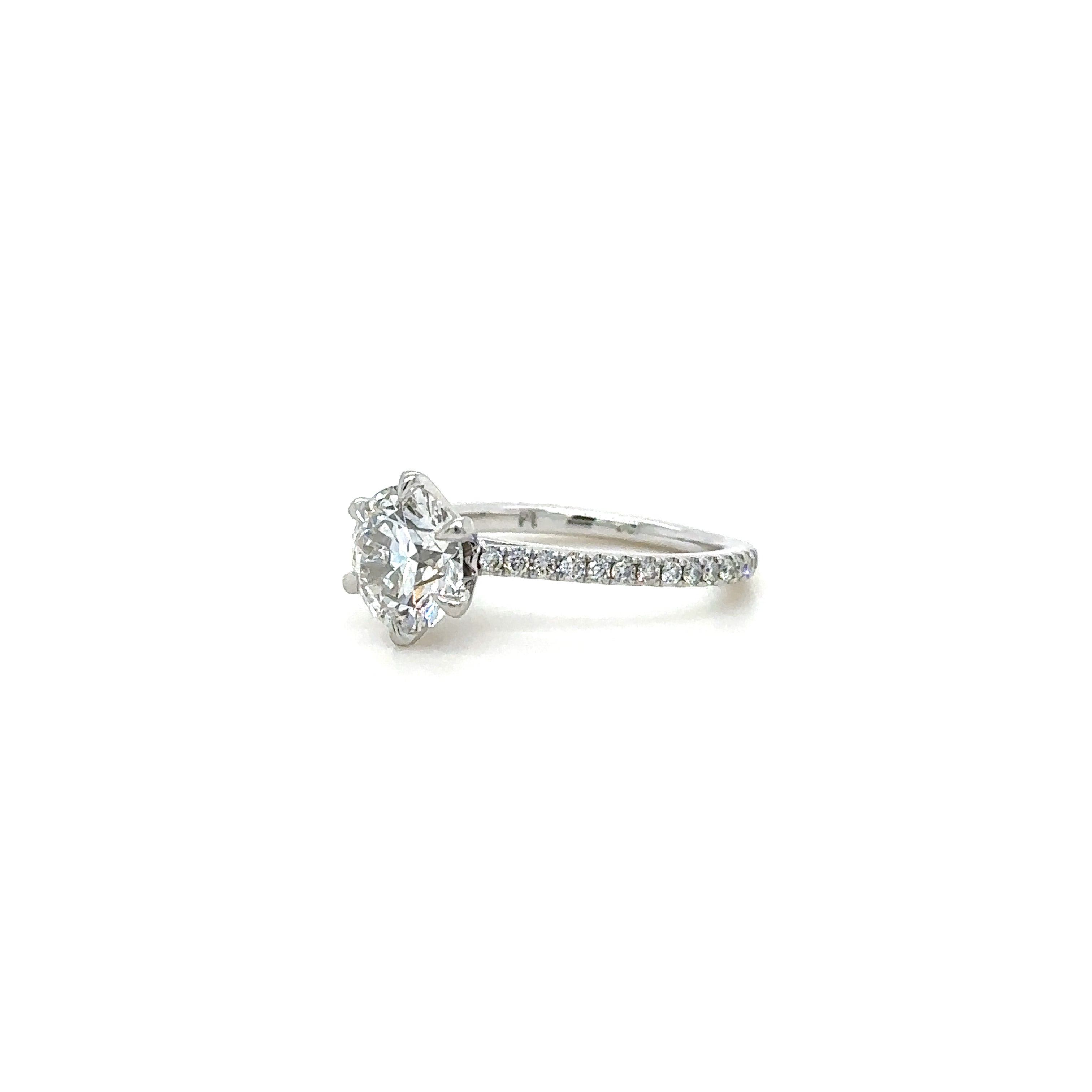 6 Claws 1.6mm Pavé Gallery Diamond Ring