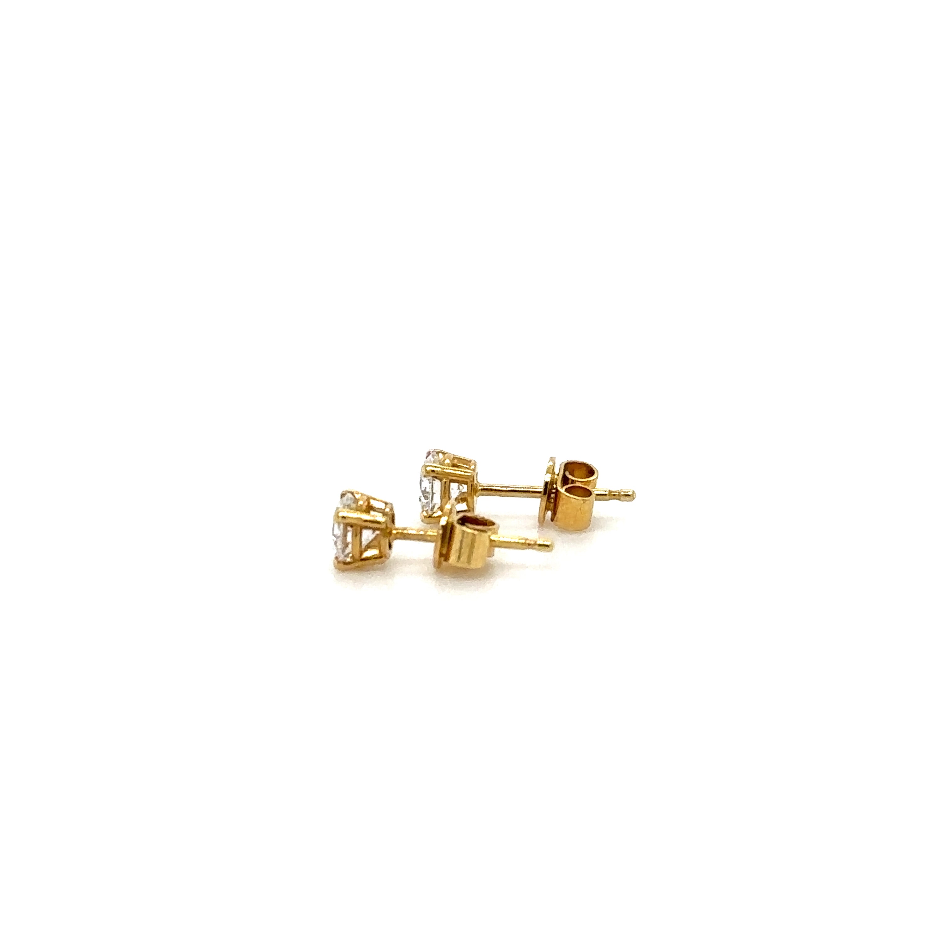 Labgrown Diamond Stud Earrings 0.50ct Total in Gold. Side View.