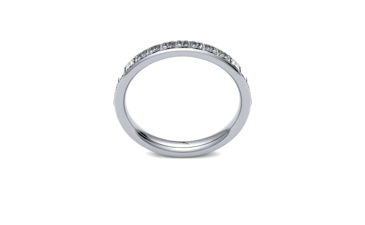 3mm, Princess Cut Channel Set Diamond Wedding Ring