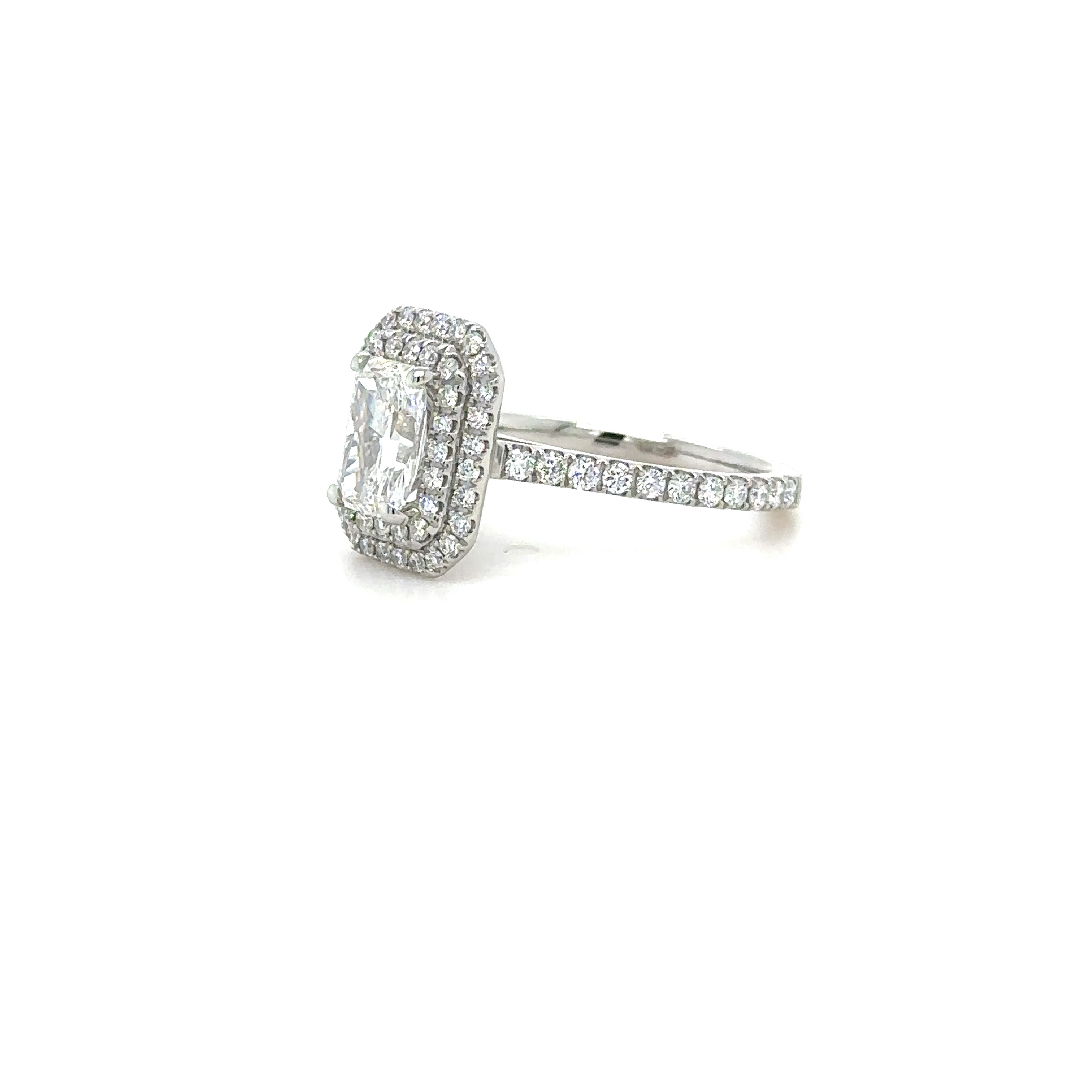 Double Halo Gallery Pave Diamond Ring