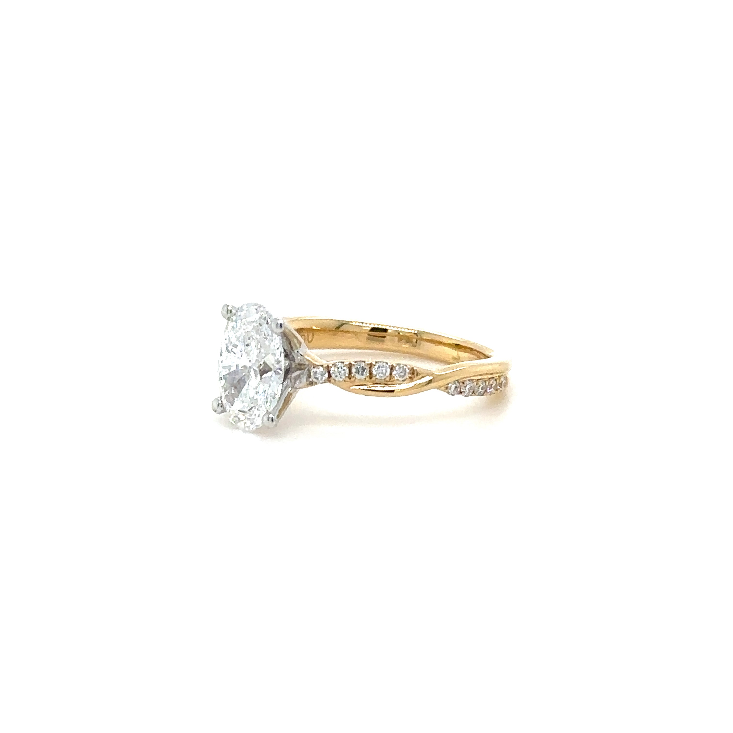 Intertwined Diamond Ring, Diagonal View