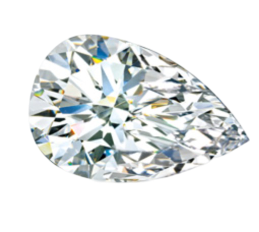 Picture of an Pear Cut Diamond. Pear Cut Diamond Sizing Chart 