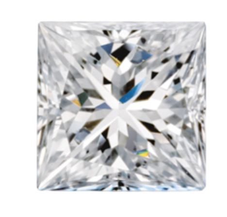 Picture of an Princess / Square Cut Diamond. Princess Diamond Sizing Chart 